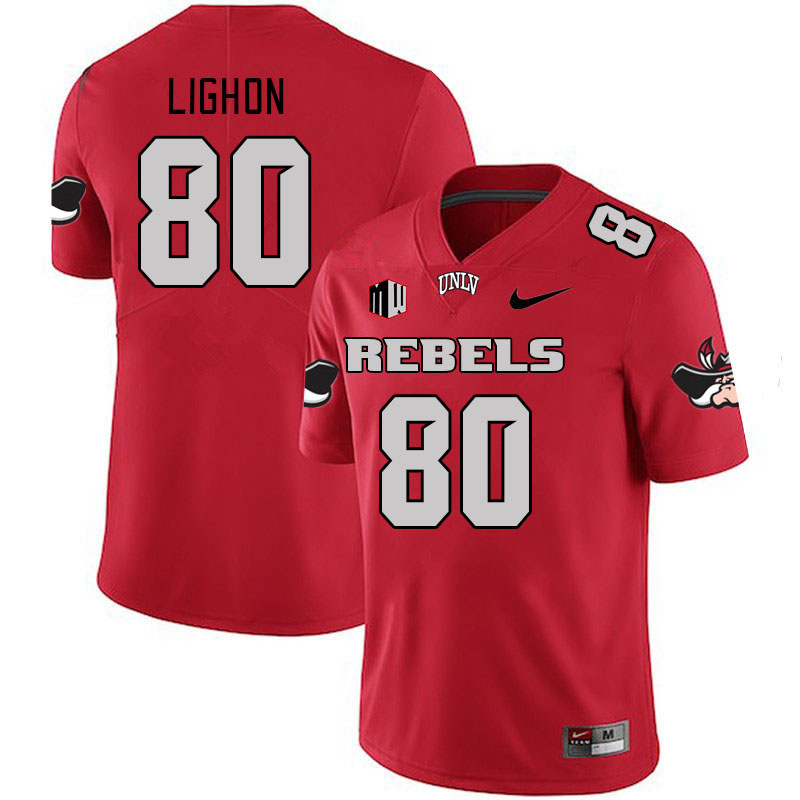 Men #80 Brye Lighon UNLV Rebels 2023 College Football Jerseys Stitched-Scarlet - Click Image to Close